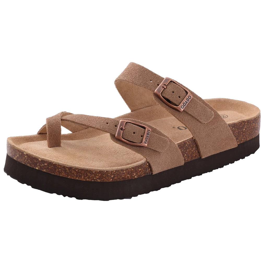 Cow Suede Cork Slippers For Men
