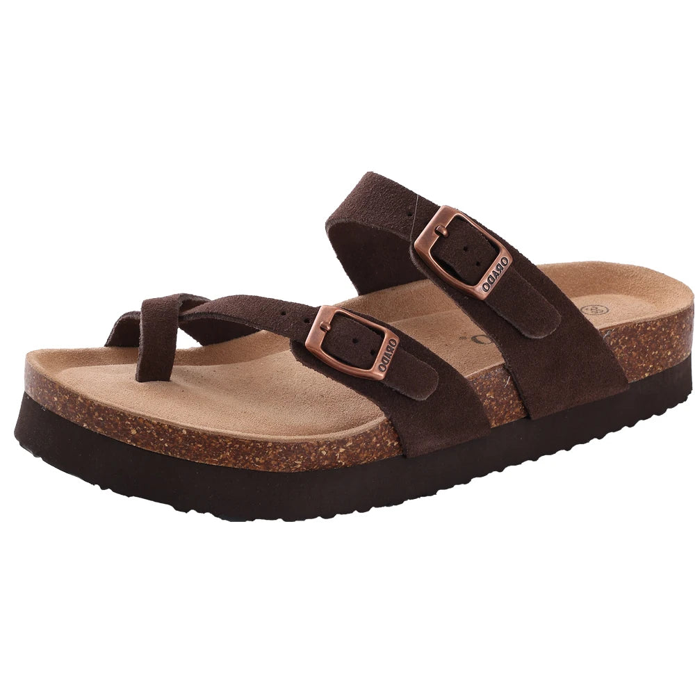 Cow Suede Cork Slippers For Men