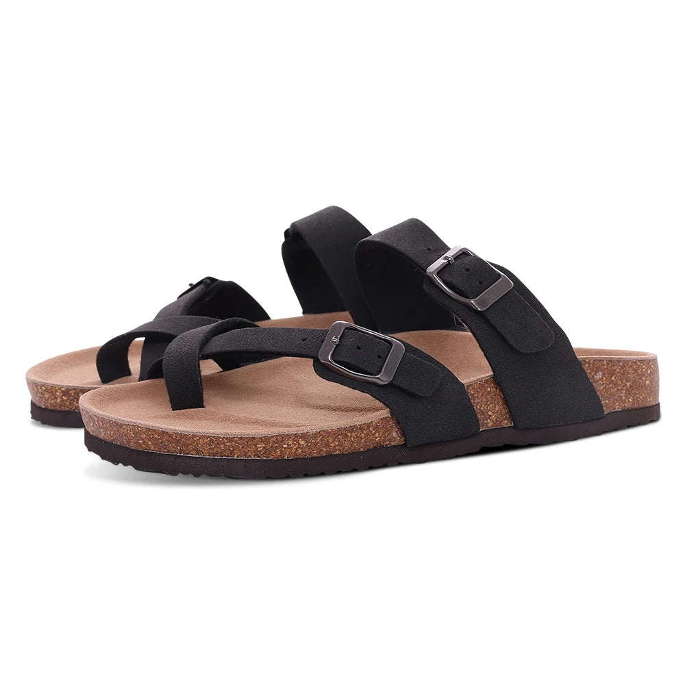 Cow Suede Cork Slippers For Men
