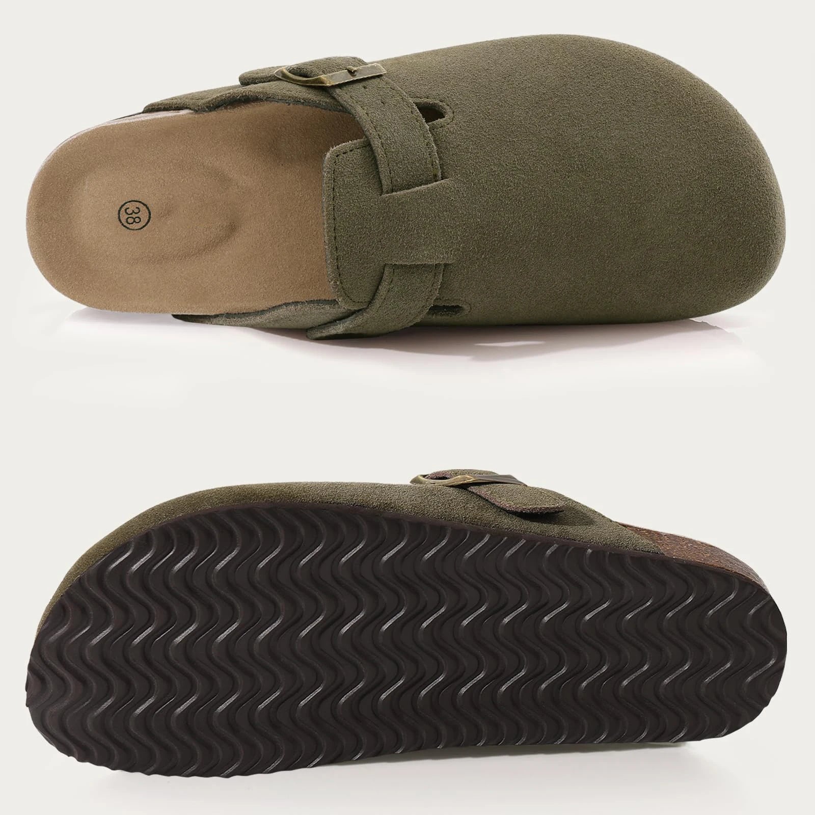Cow Suede Cork Slippers For Men