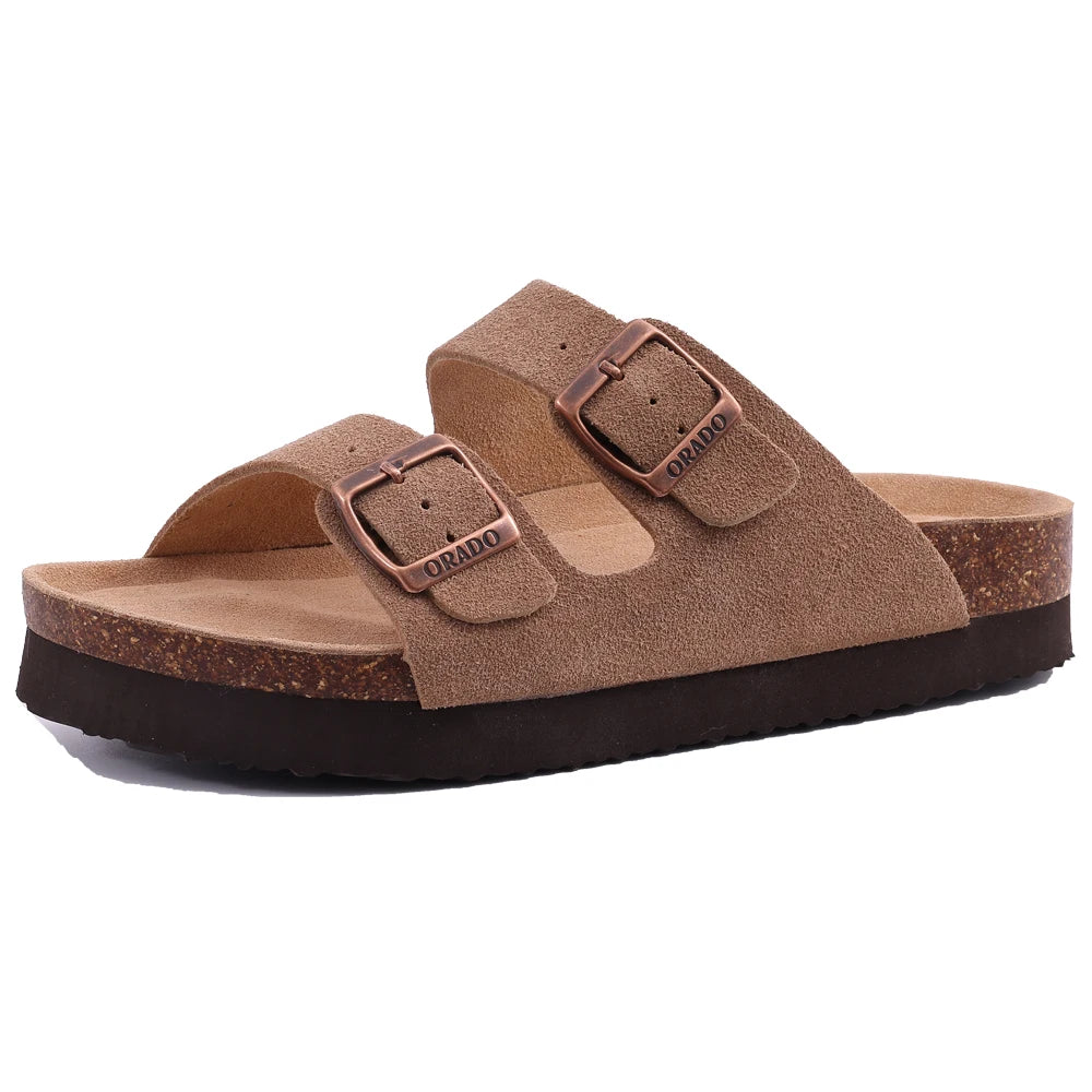Cow Suede Cork Slippers For Men