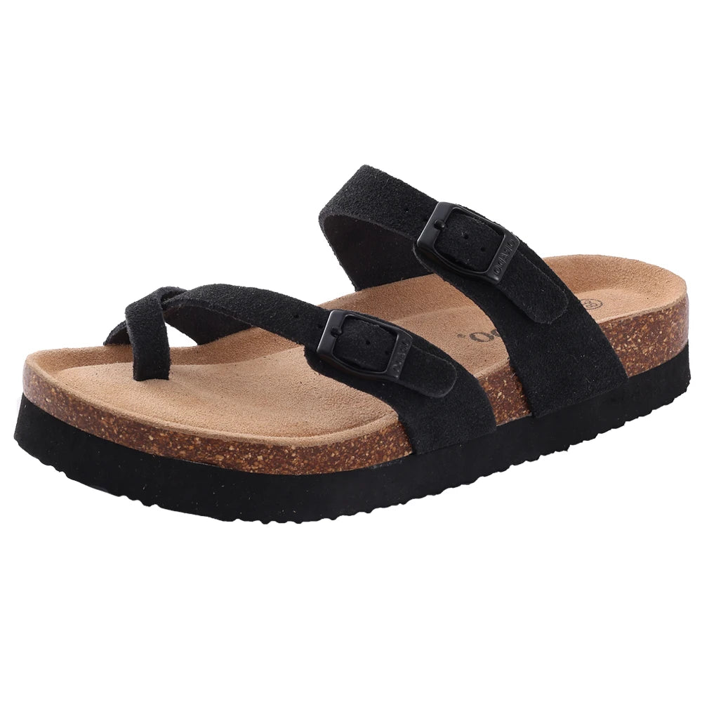 Cow Suede Cork Slippers For Men