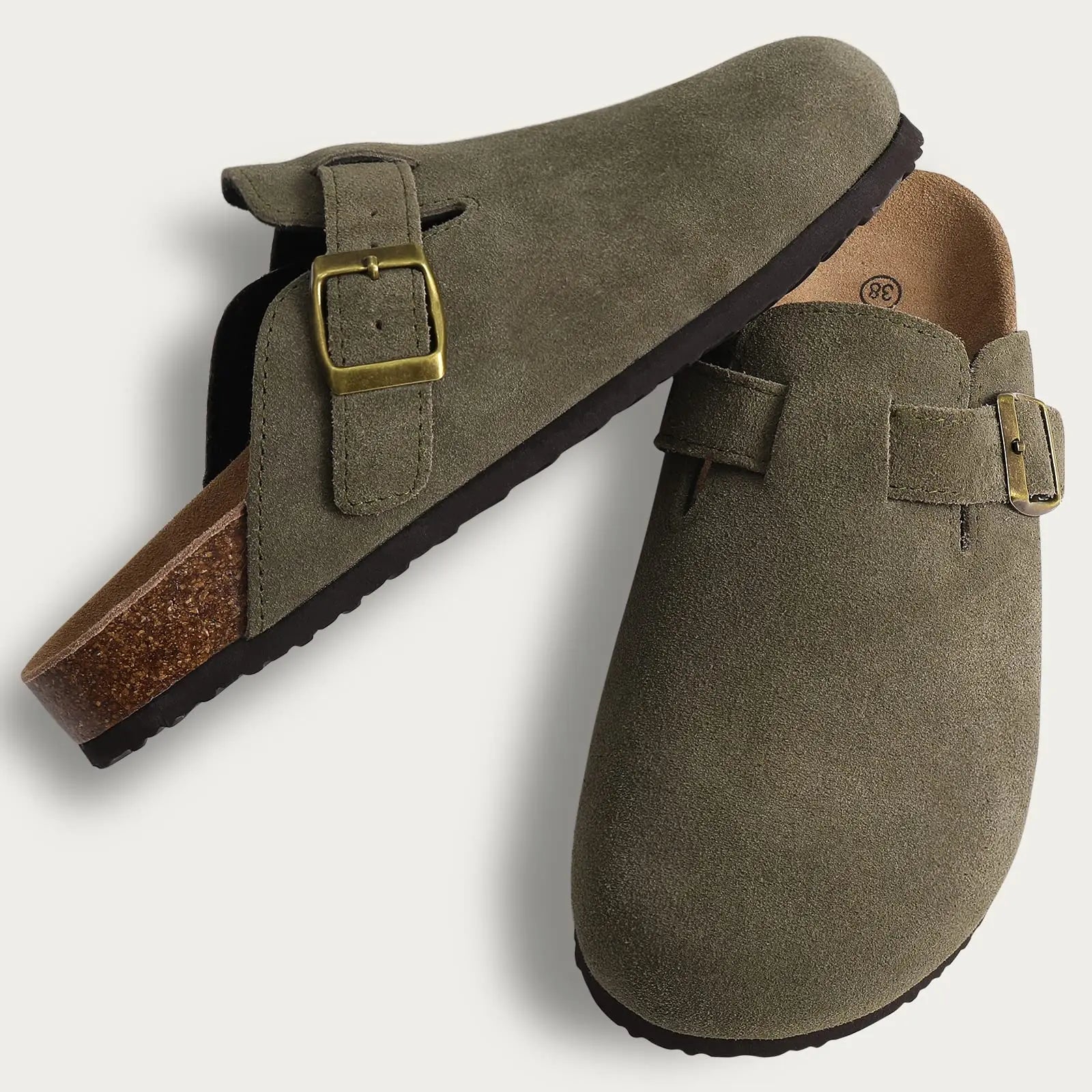Cow Suede Cork Slippers For Men