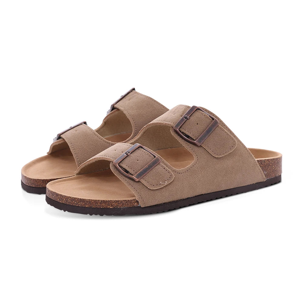 Cow Suede Cork Slippers For Men