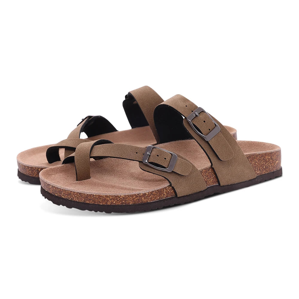 Cow Suede Cork Slippers For Men