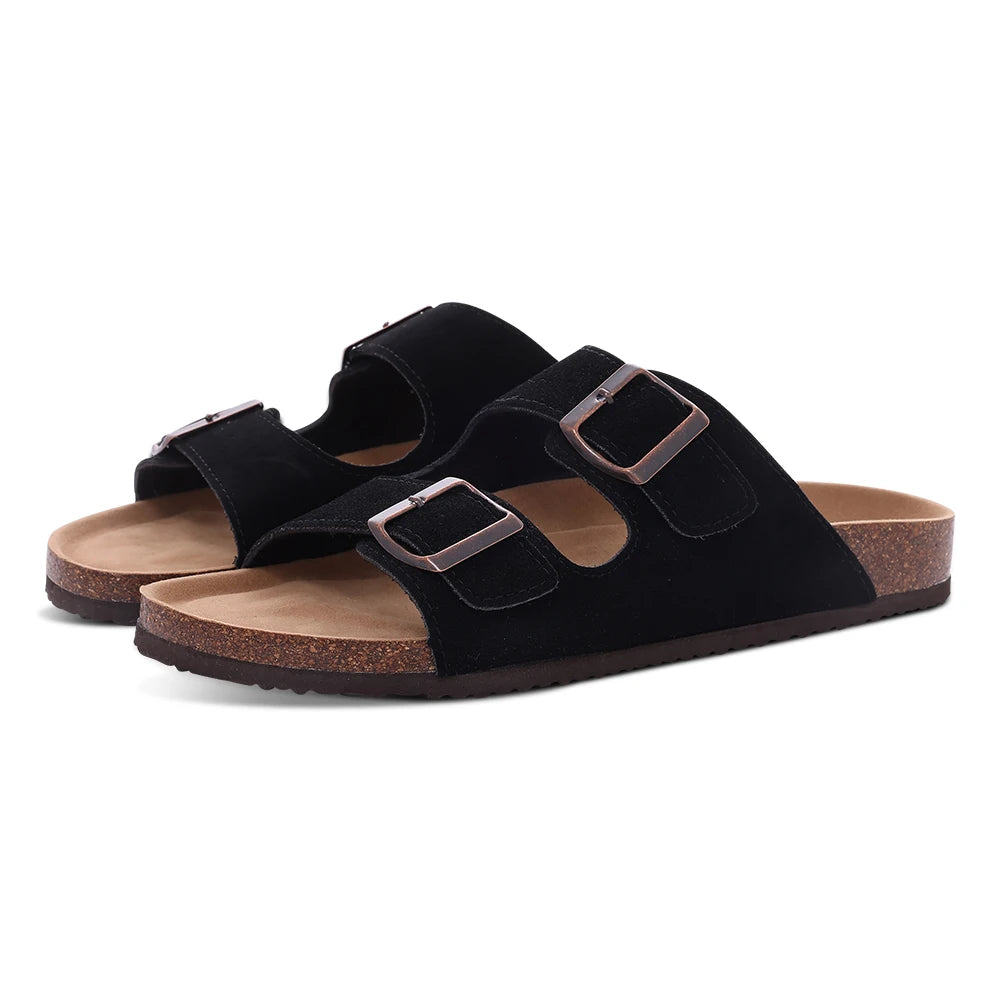 Cow Suede Cork Slippers For Men