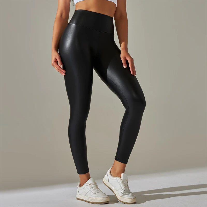 Oversized WOMEN'S Leggings, High Waisted Tight Leather pants for Women