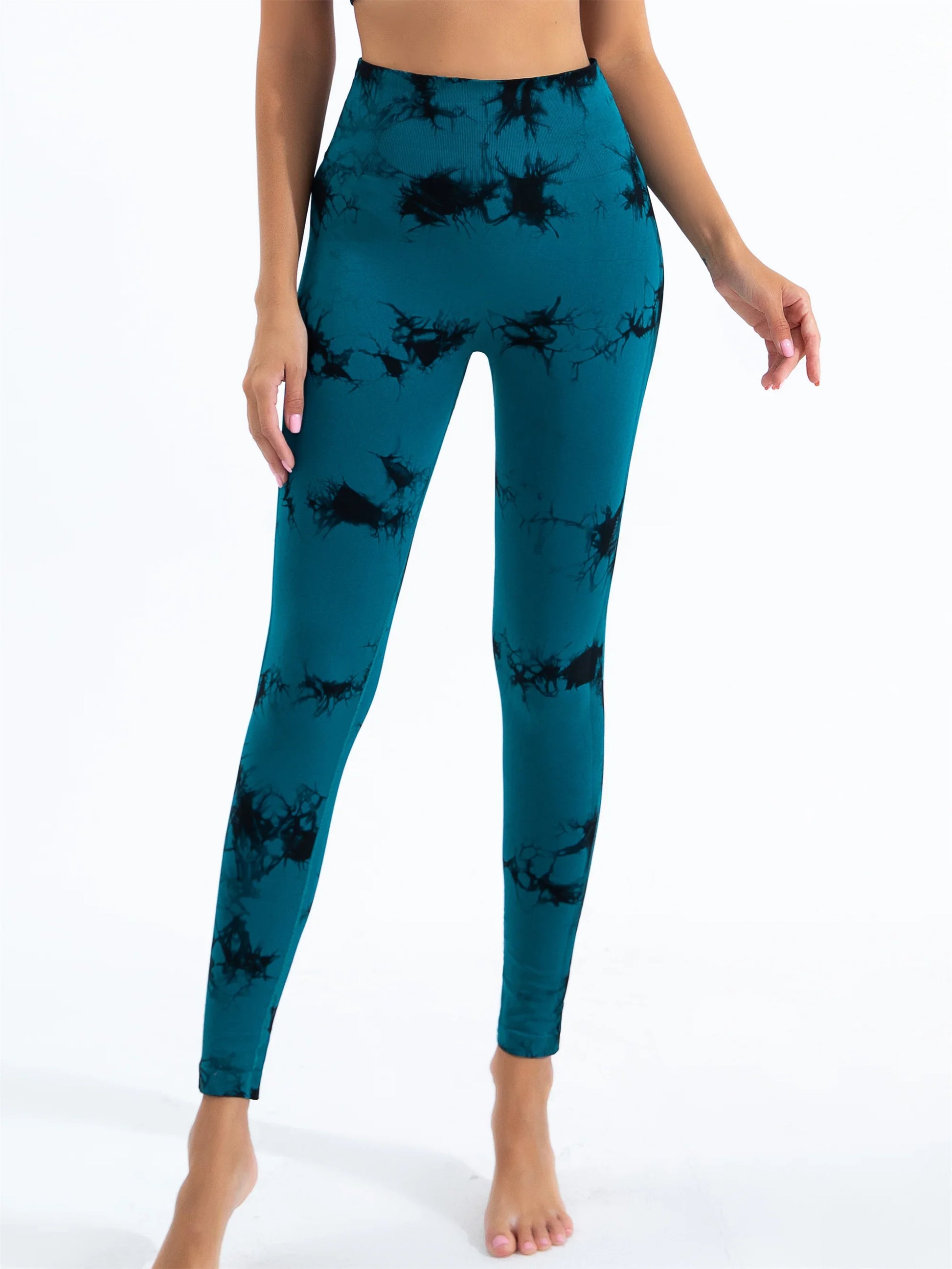 Tie-dye leggings, featuring a high-waisted fit. Stretchy, breathable fabric.